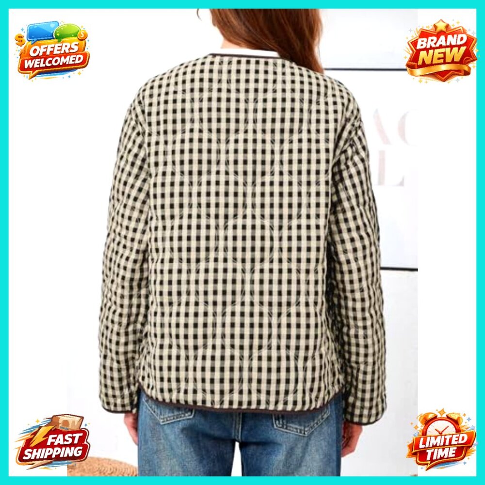 Reversible Quilted Puffer Jacket Lightweight Butt… - image 4